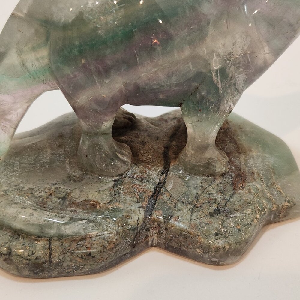 Hand Carved Fluorite Crystal Dinosaur Figurine - Picture 7 of 10